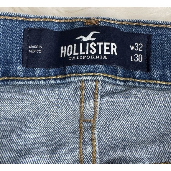 Hollister Epic Flex Jeans Mens Size 32x30 Measures 33x28 Skinny Distressed Blue - Picture 3 of 14